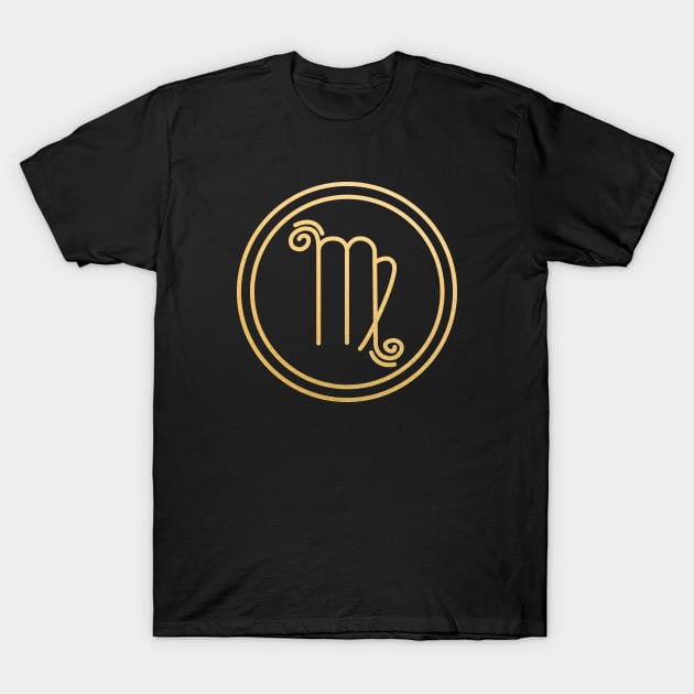 Virgo Sign - Gold Zodiac T-Shirt by Art Consulate